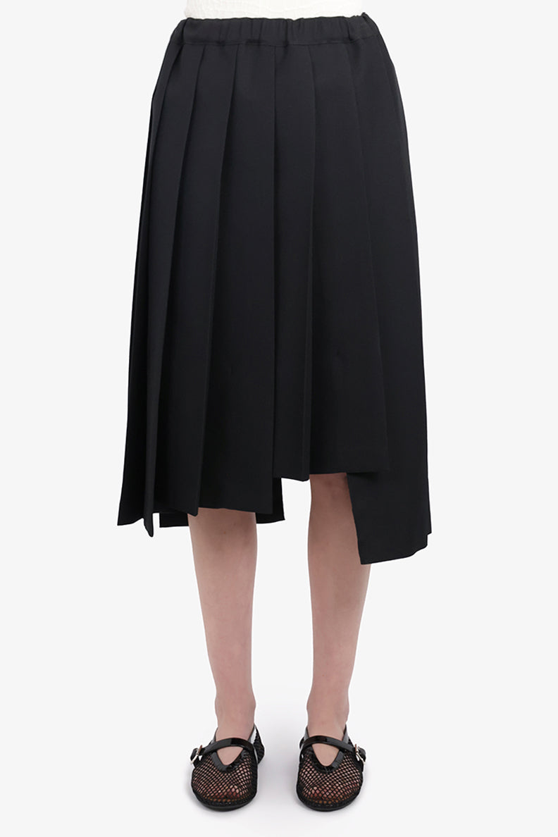 COMME DES GARCONS RTW Pleat Asymmetric Midi Skirt | Black