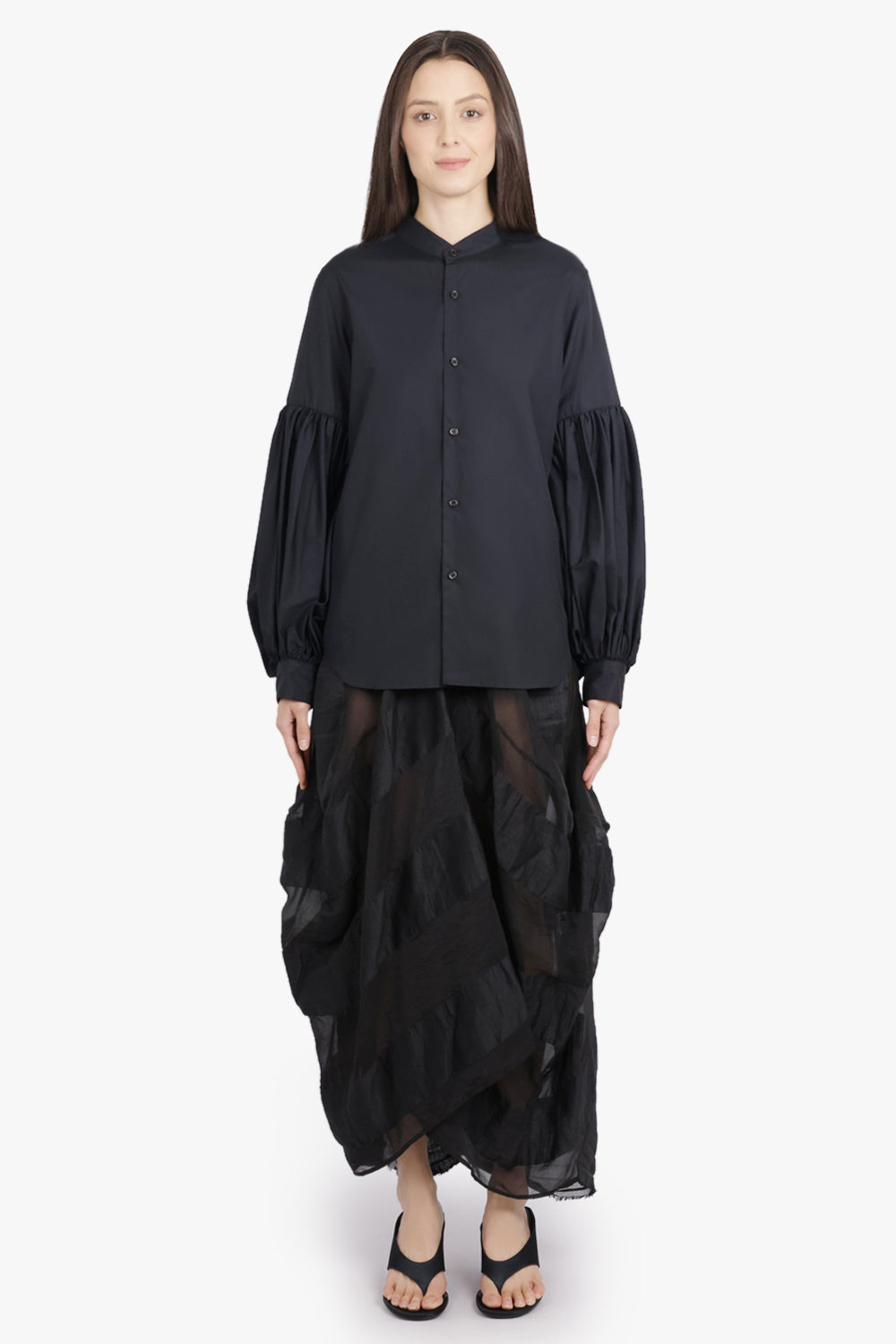 NOIR KEI NINOMIYA RTW Ruched Balloon L/S Shirt | Black