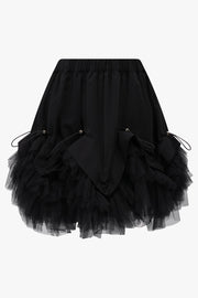 Noir Kei Ninomiya Tiered Tulle Ruffle Skirt in Black