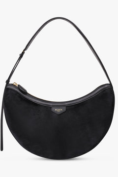 Alaïa Demi Lune Hair Calf Bag in Black