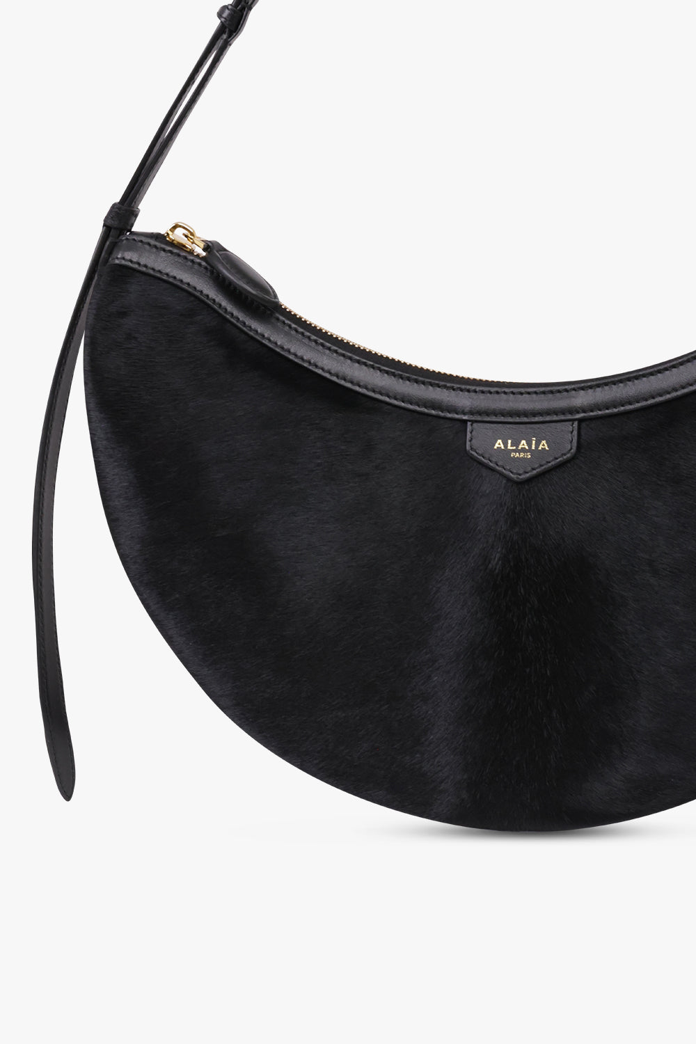 Alaïa Demi Lune Hair Calf Bag in Black