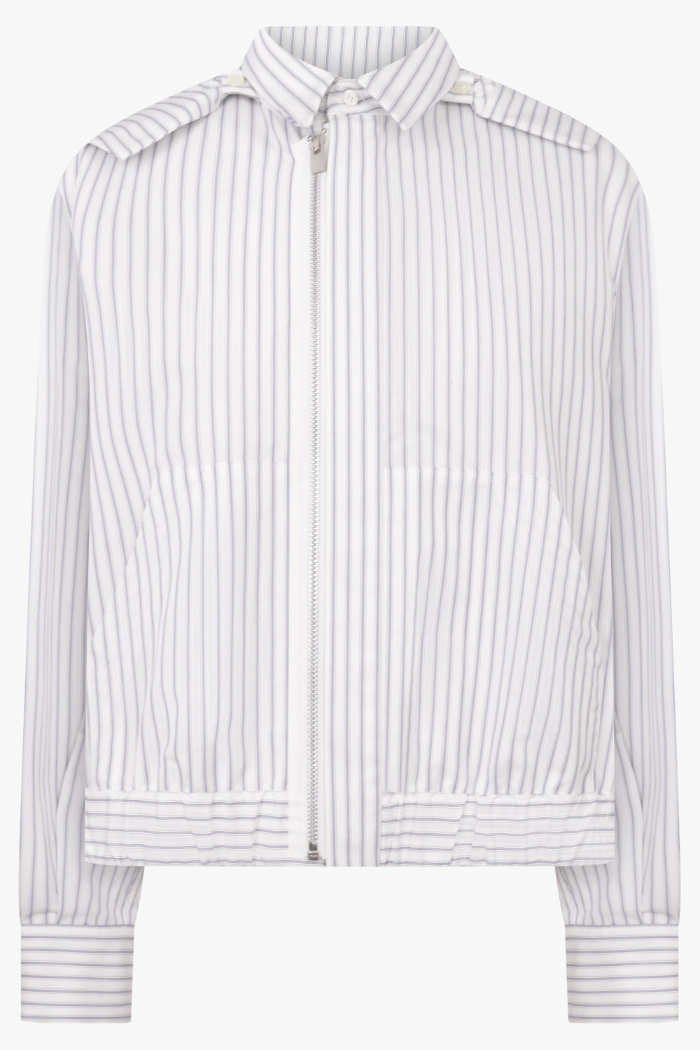 Sacai Zip Hoodie X Stripe Shirt in Off White