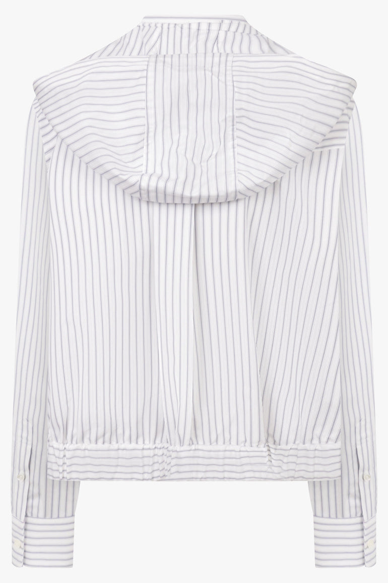 Sacai Zip Hoodie X Stripe Shirt in Off White