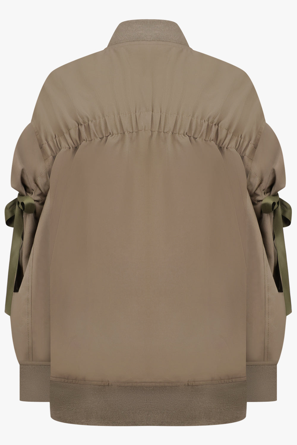 Noir Kei Ninomiya Bow Sleeve Bomber Jacket in Khaki