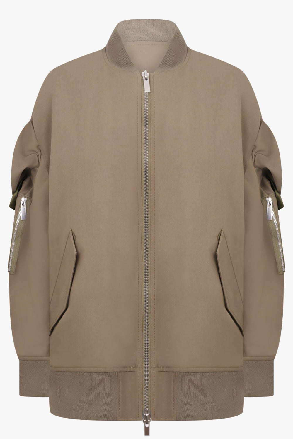 Noir Kei Ninomiya Bow Sleeve Bomber Jacket in Khaki