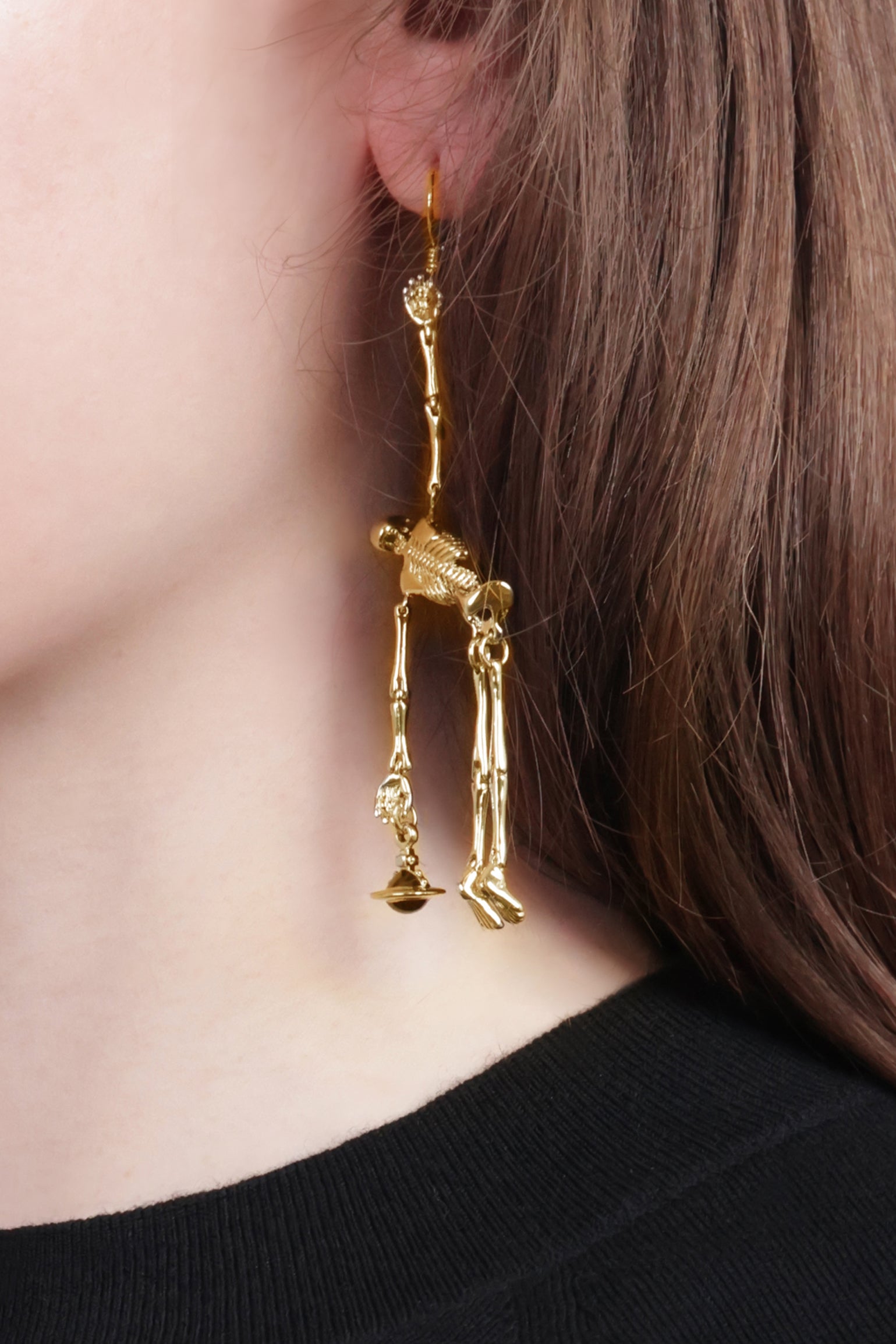 VIVIENNE WESTWOOD ACCESSORIES GOLD Skeleton Hanging Earrings | Gold