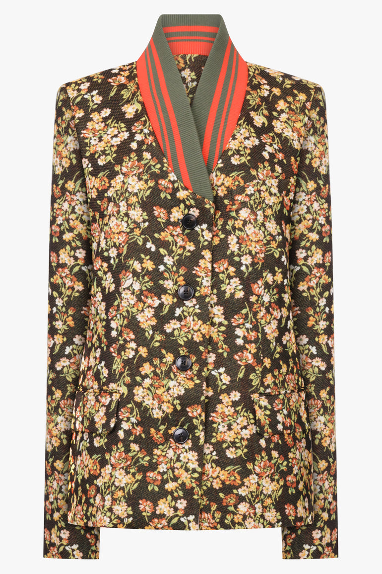 Dries Van Noten Britt Floral Print Jacket in Brown