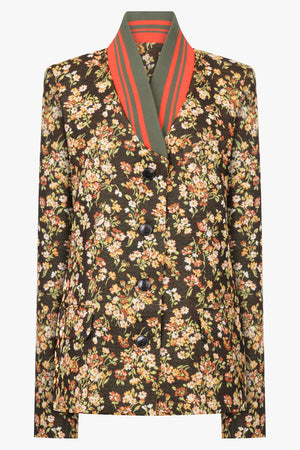 Dries Van Noten Britt Floral Print Jacket in Brown