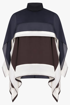 Sacai Layer Scarf Top in Brown/Ecru