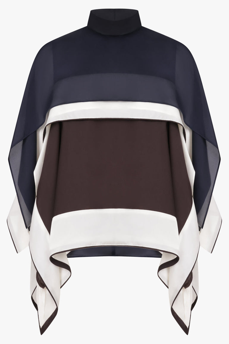 Sacai Layer Scarf Top in Brown/Ecru