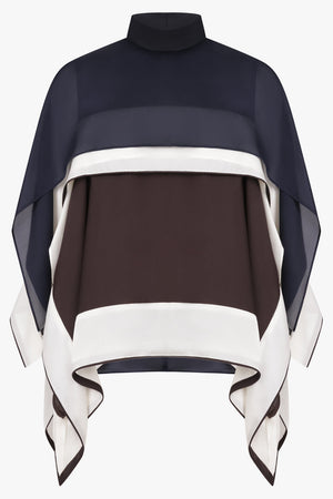 Sacai Layer Scarf Top in Brown/Ecru