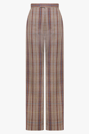 Check Wide Leg Trousers | Brown/Multi