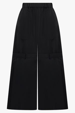 Wide Leg Double Layer Pant | Black