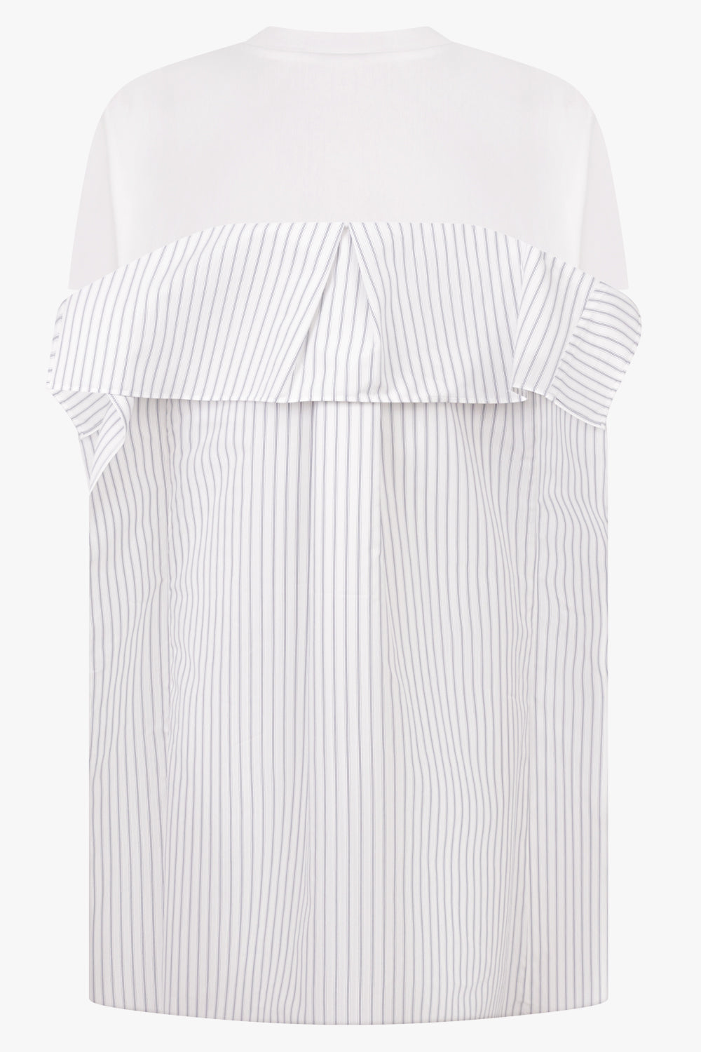 Sacai Long T-Shirt X Stripe Shirt Panel in White/Black