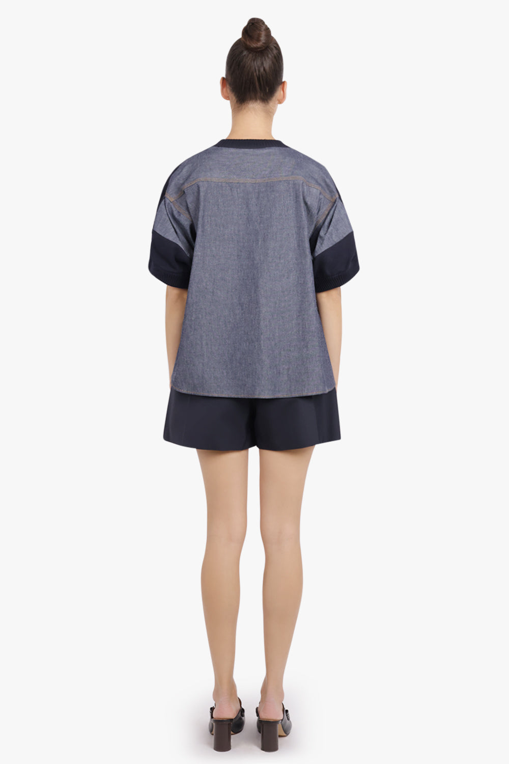 SACAI RTW Denim X Knit Pullover | Navy/Blue