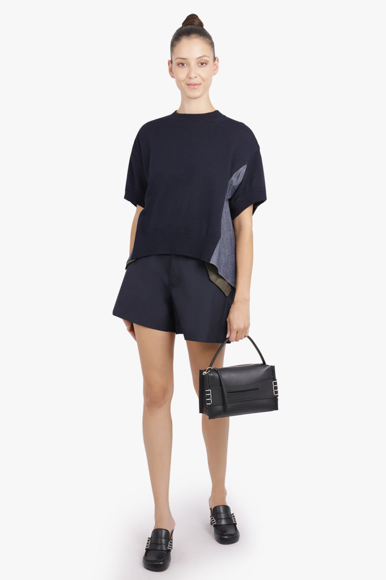 SACAI RTW Denim X Knit Pullover | Navy/Blue