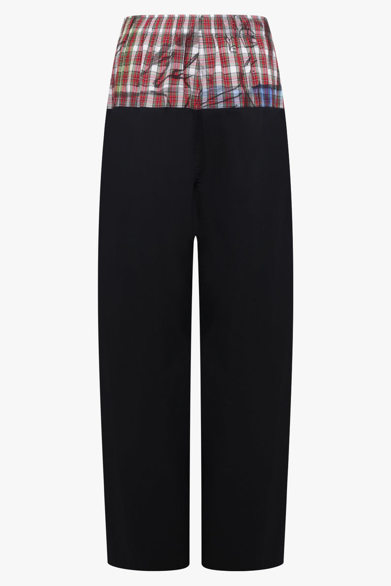 VIVIENNE WESTWOOD RTW Kung Fu Trouser With Check Elastic Waist | Black/Red/White