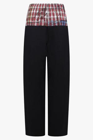 VIVIENNE WESTWOOD RTW Kung Fu Trouser With Check Elastic Waist | Black/Red/White