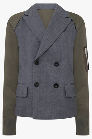 Suit Jacket with Contrast Sleeve | Grey/Khaki