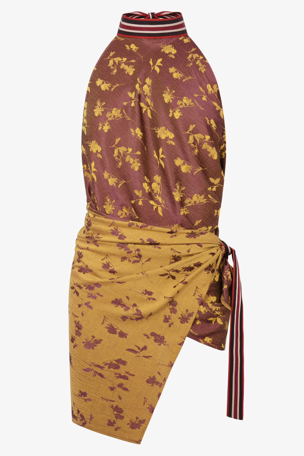 Dries Van Noten Carfy Floral Contrast Scarf Top in Purple/Orange