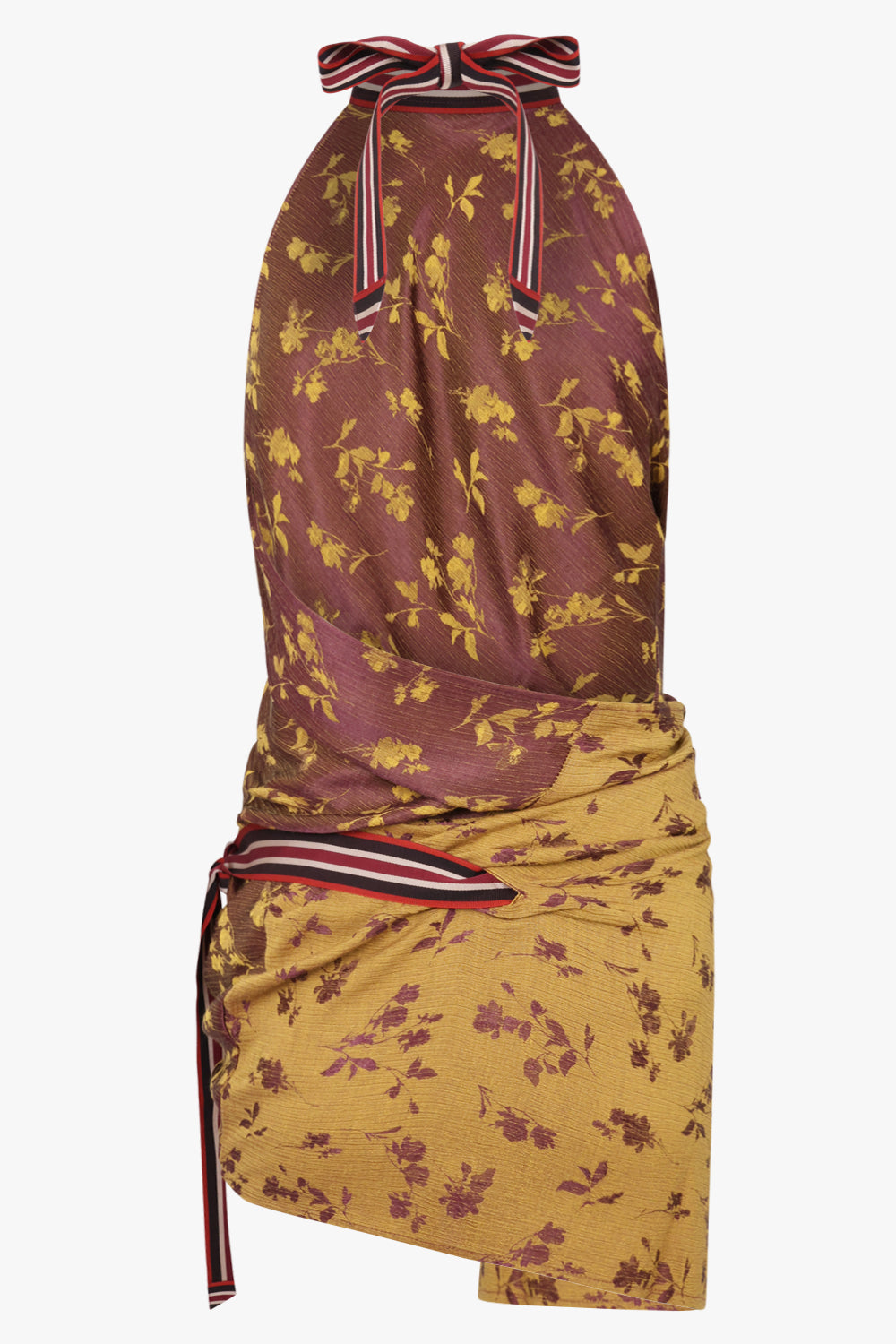 Dries Van Noten Carfy Floral Contrast Scarf Top in Purple/Orange