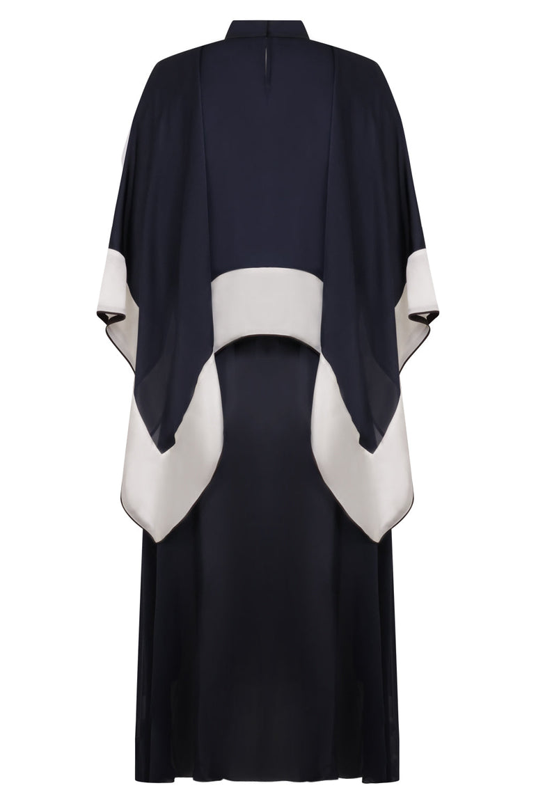 Sacai Layer Scarf Midi Dress in Brown/Ecru