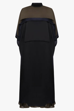 Sacai Layer Scarf Midi Dress in Black/Navy