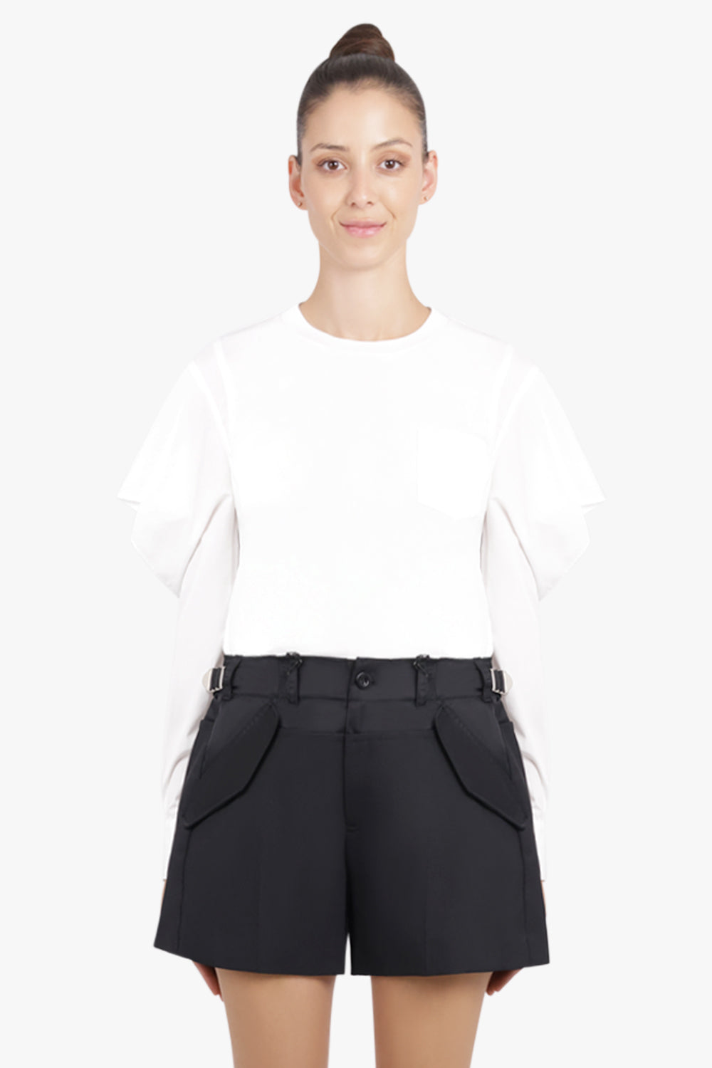 SACAI RTW L/S Top With Cowl Sleeve | White