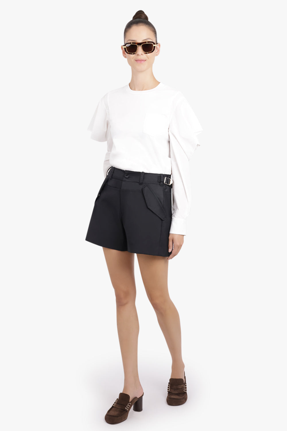SACAI RTW L/S Top With Cowl Sleeve | White