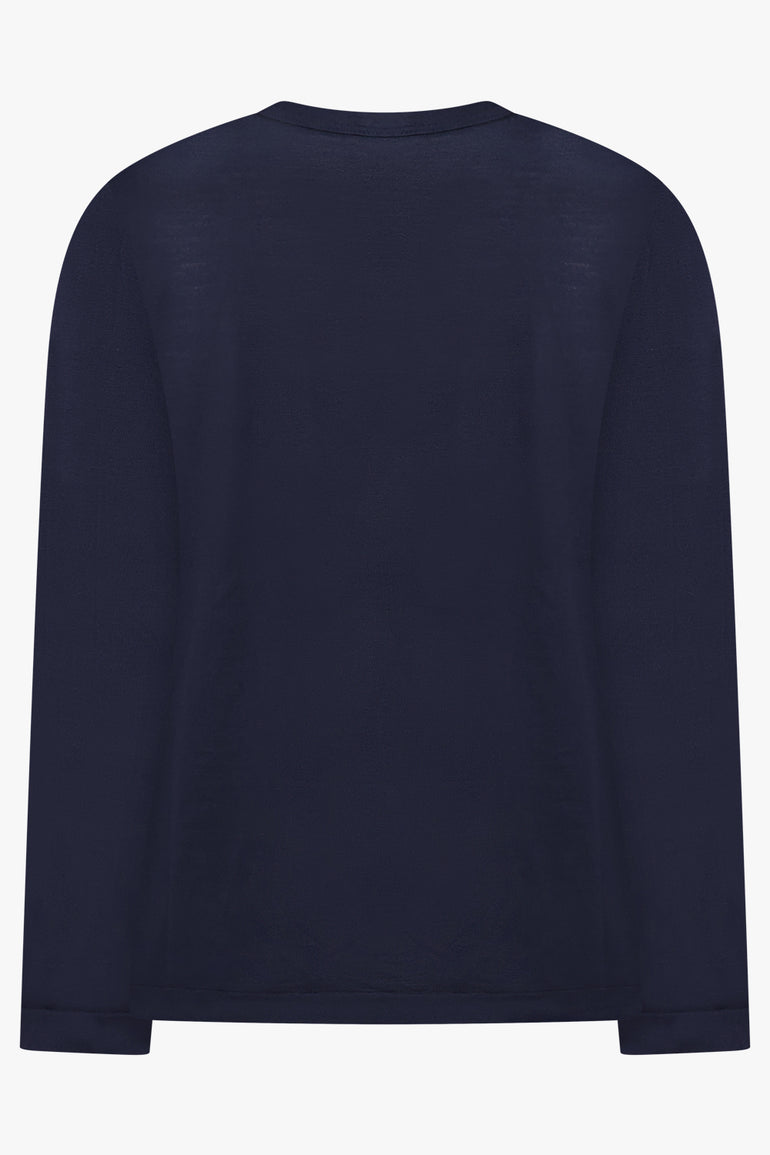 COMME DES GARCONS RTW Crew Neck L\S Top with Knot Ribbon Detail | Navy