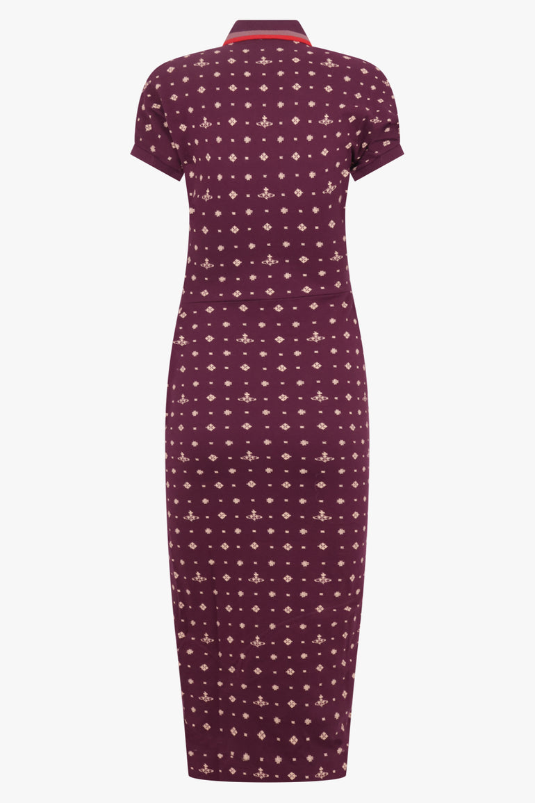 VIVIENNE WESTWOOD RTW Pulling Polo Ikat Print Midi Dress | Burgundy
