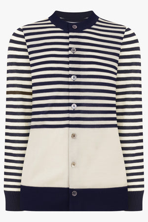 Striped Knit Cardigan | Navy/White
