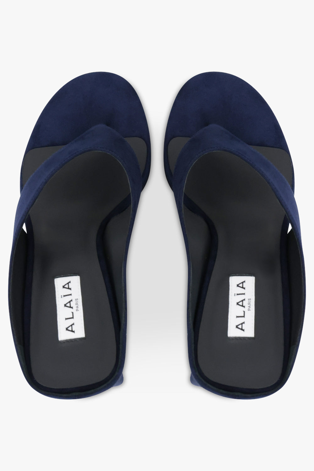 Alaïa Cube 75mm Thong Mule in Midnight Blue