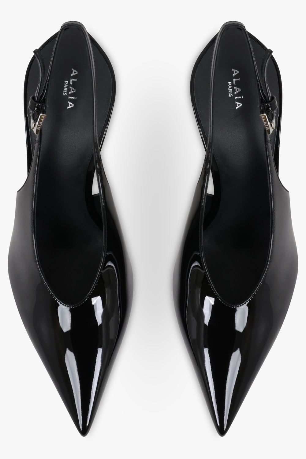 Alaïa Invisible Wedge 90mm Patent Slingback in Black