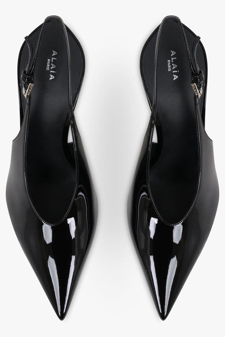 Alaïa Invisible Wedge 90mm Patent Slingback in Black