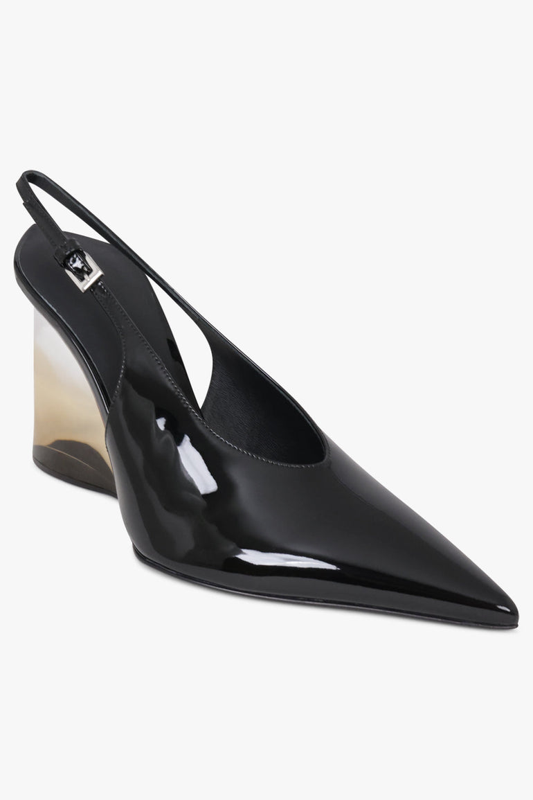 Alaïa Invisible Wedge 90mm Patent Slingback in Black