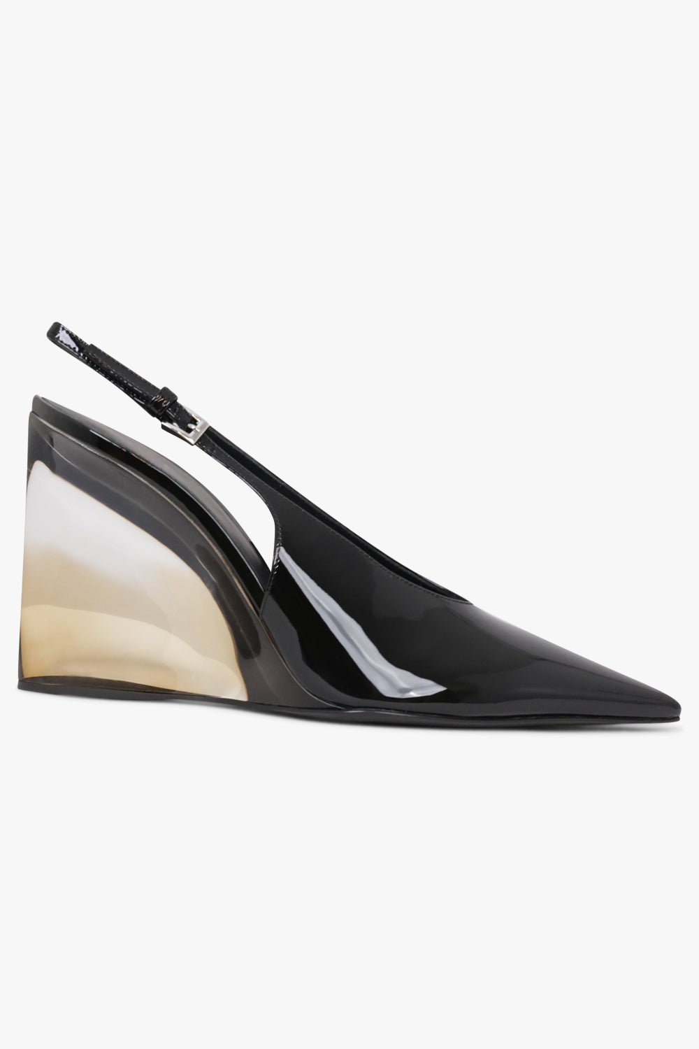 Alaïa Invisible Wedge 90mm Patent Slingback in Black