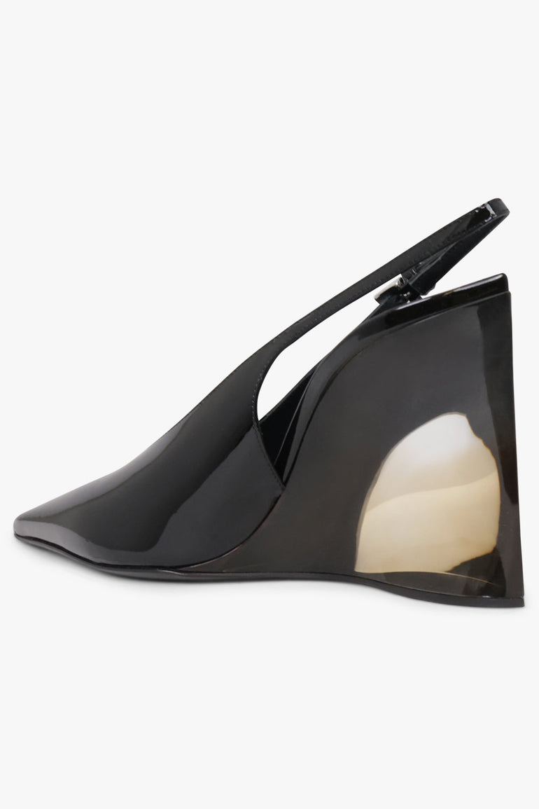 Alaïa Invisible Wedge 90mm Patent Slingback in Black