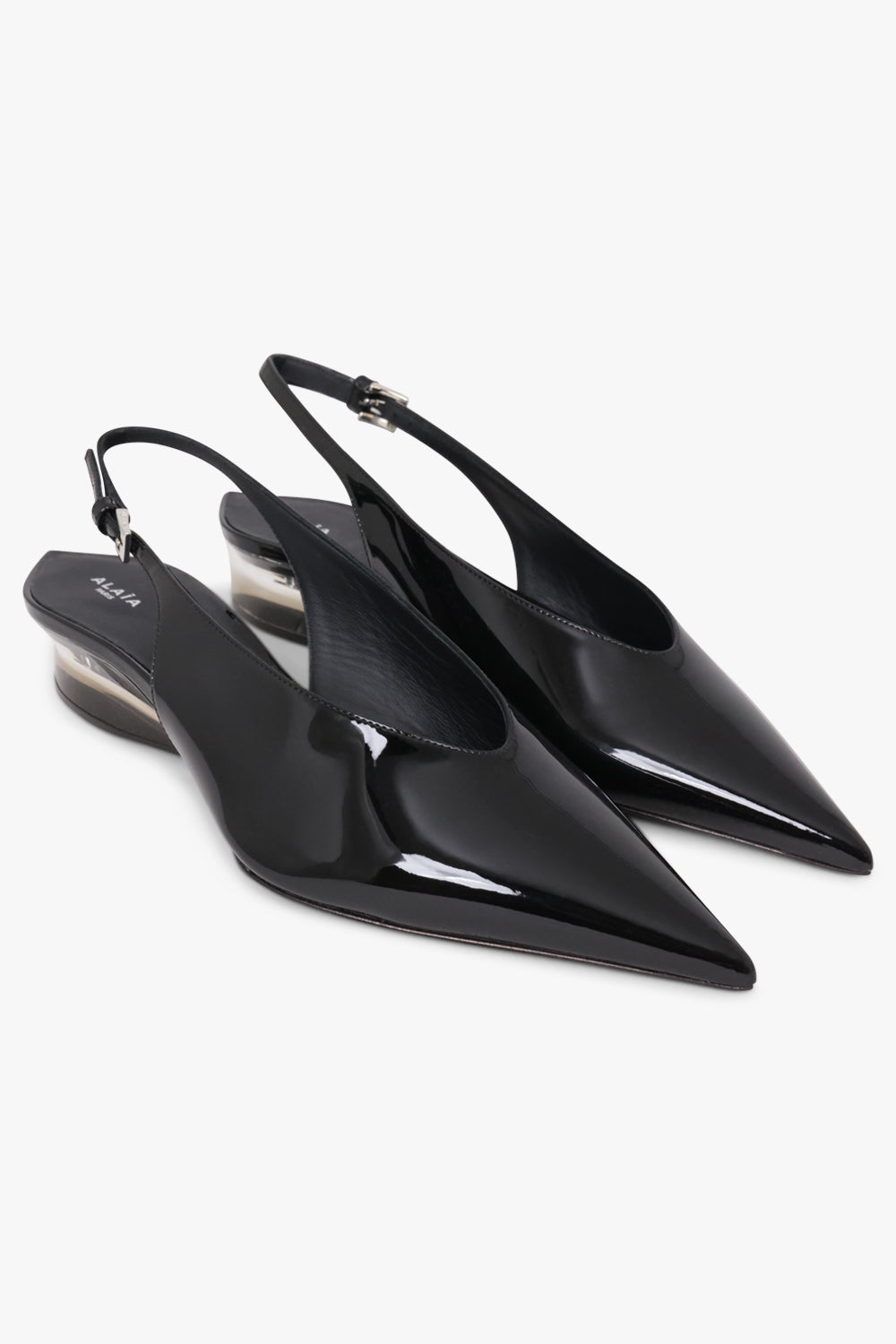 Alaïa Invisible Wedge 30mm Patent Slingback in Black