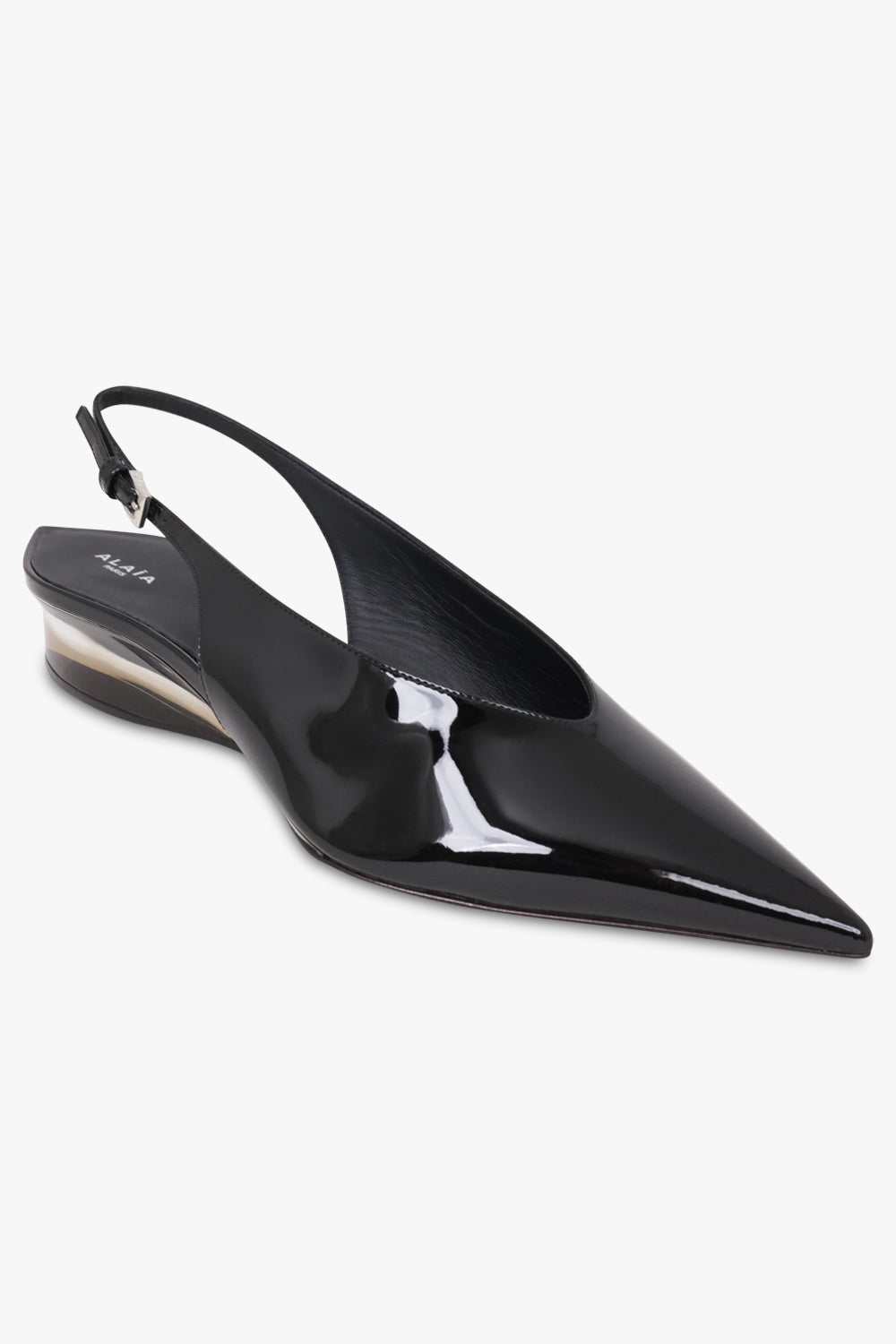 Alaïa Invisible Wedge 30mm Patent Slingback in Black