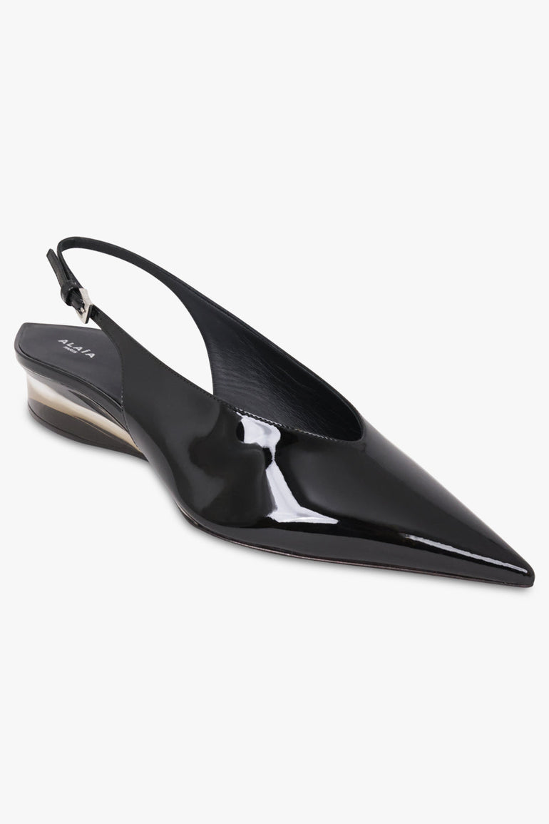 Alaïa Invisible Wedge 30mm Patent Slingback in Black
