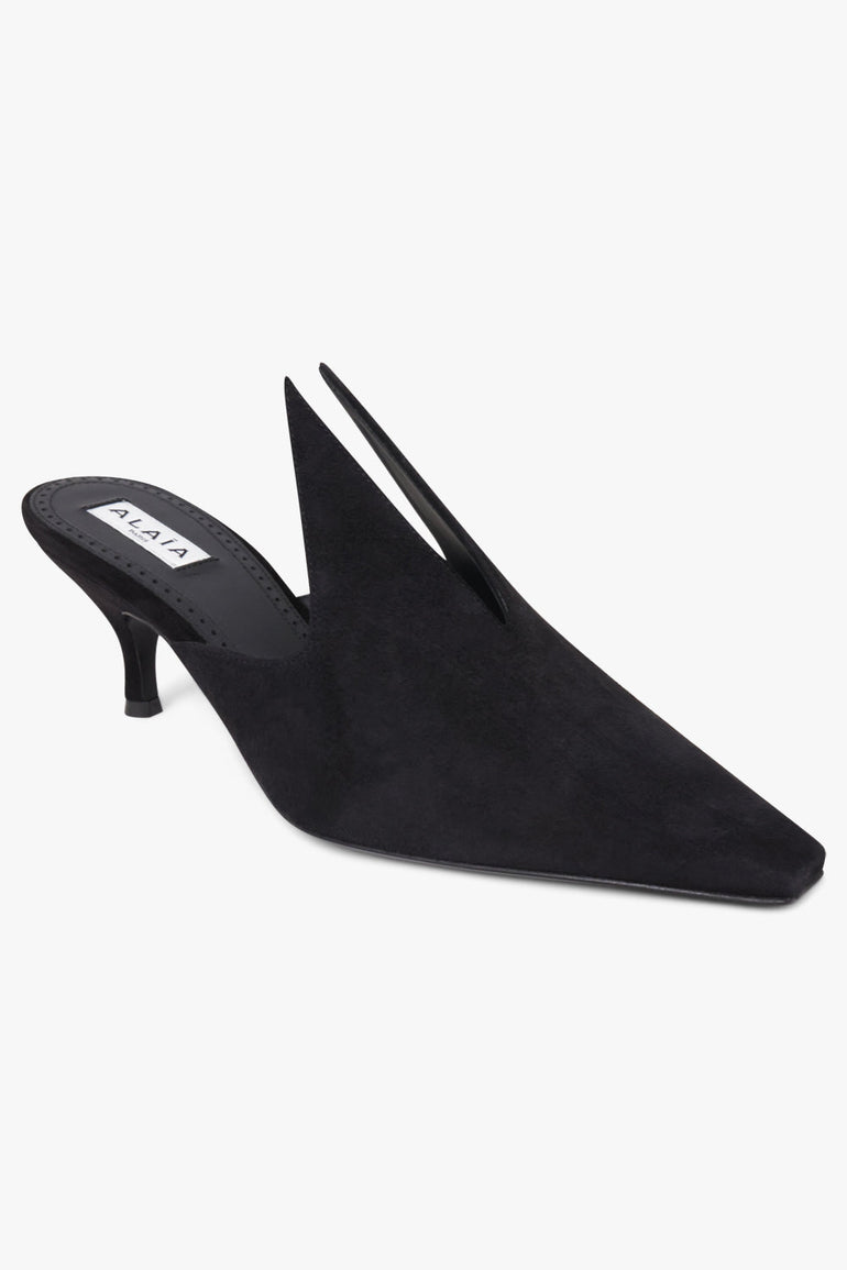 Alaïa Court 60mm Suede Mule in Black