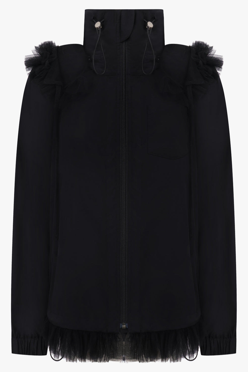 Noir Kei Ninomiya Ruffle Tulle Hem Blouse in Black