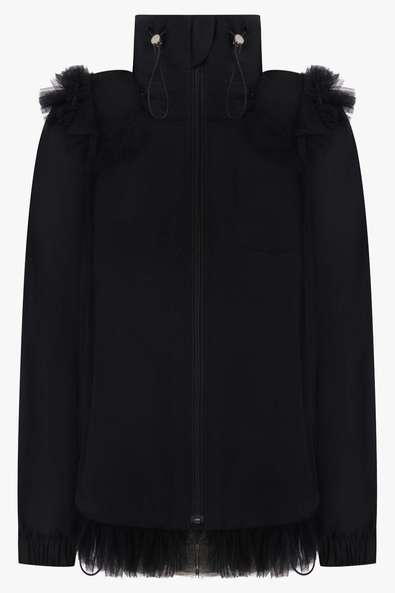 Noir Kei Ninomiya Ruffle Tulle Hem Blouse in Black