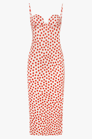 ALAIA RTW PATTERN / Ecru/Red / 36 Column Polka Dot Dress | Ecru/Red