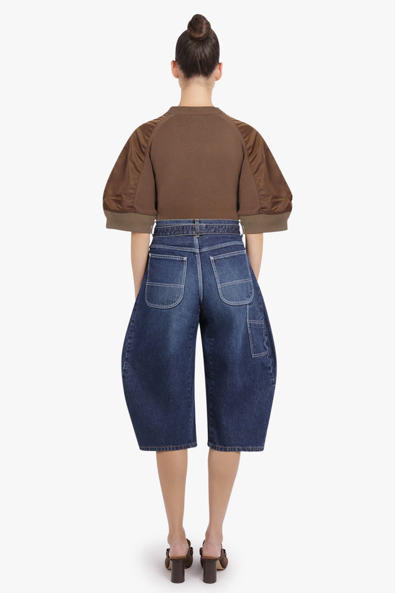 SACAI RTW S/S Contrast Sleeve Top | Brown