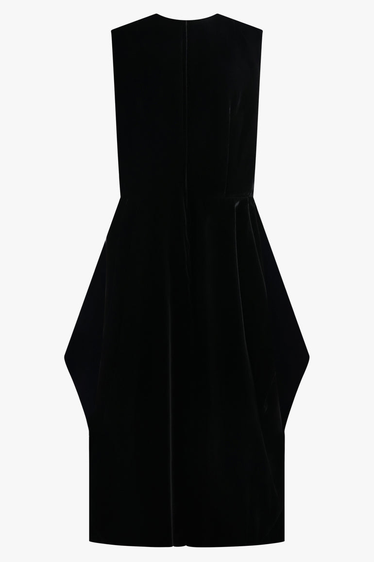 COMME DES GARCONS RTW Velvet Pinafore Jumpsuit With Balloon Leg | Black