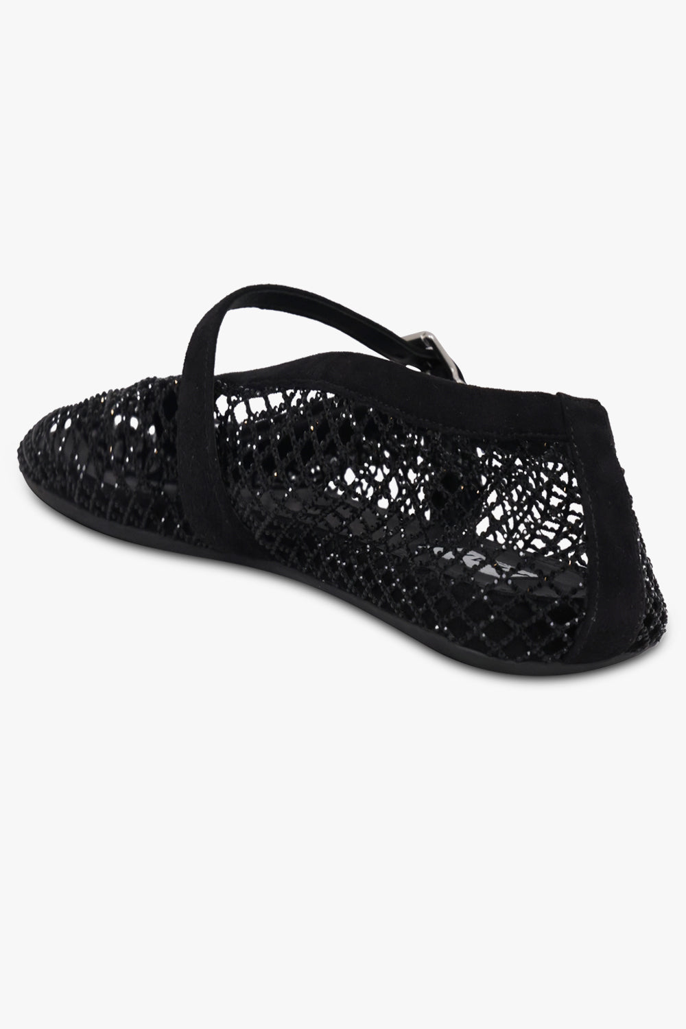 ALAIA SHOES Fishnet Strass Mesh Ballet Flat | Black