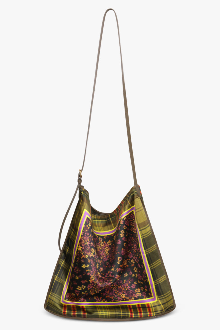 Dries Van Noten Scarf Print Large Shoulder Bag in Yellow