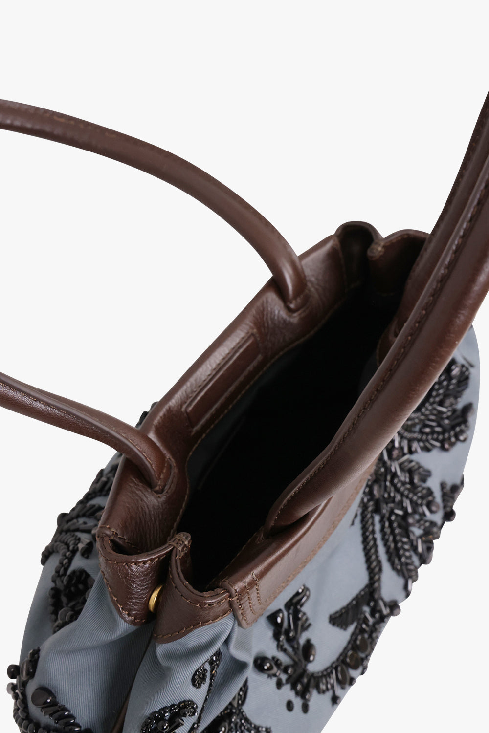 Dries Van Noten Blossom Twill Shoulder Bag in Petrol